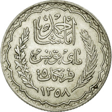 Coin, Tunisia, Ahmad Pasha Bey, 5 Francs, 1939, Paris, MS(60-62), Silver, KM:264