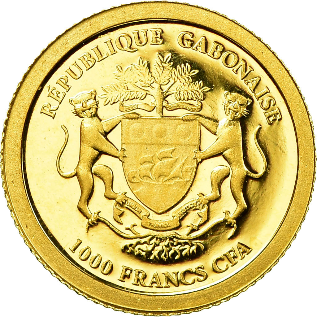Coin, Gabon, Charles de Gaulle, 1000 Francs, 2013, MS(63), Gold