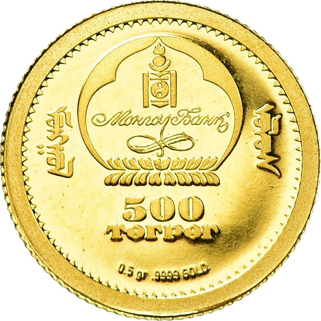 Coin, Mongolia, John F. Kennedy, 500 Tugrik, 2013, MS(63), Gold