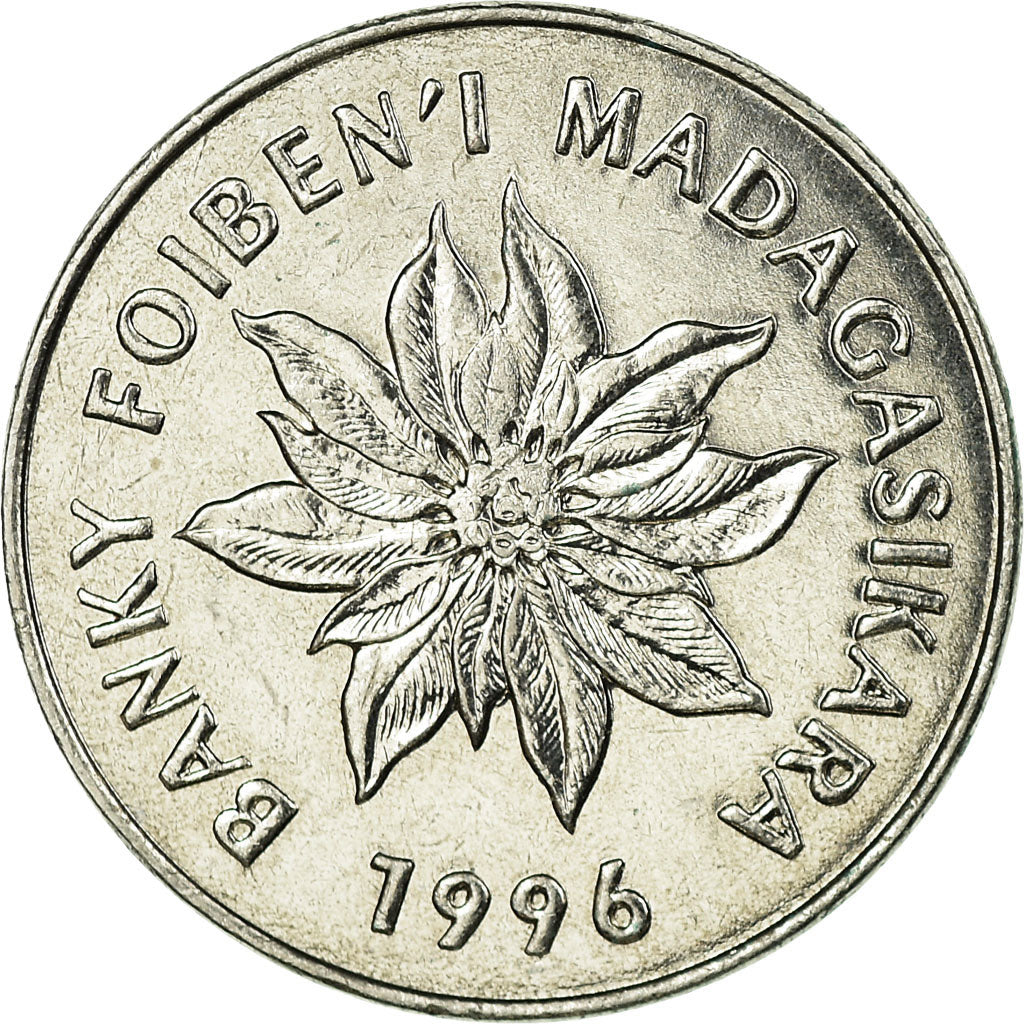 Coin, Madagascar, 5 Francs, Ariary, 1996, AU(55-58), Stainless Steel, KM:21