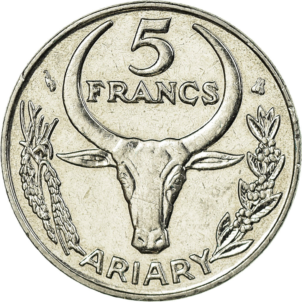 Coin, Madagascar, 5 Francs, Ariary, 1996, AU(55-58), Stainless Steel, KM:21