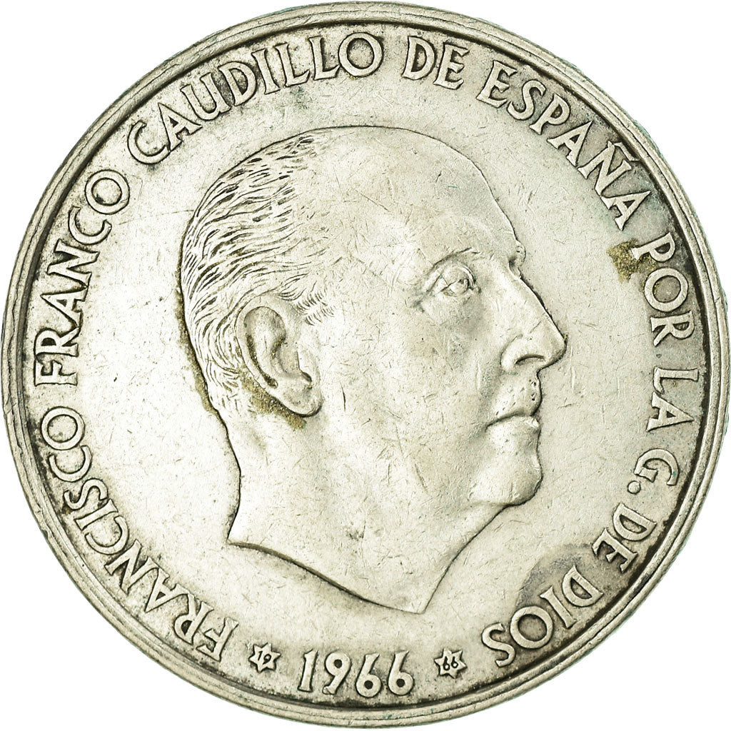 Coin, Spain, Caudillo and regent, 100 Pesetas, 1966, EF(40-45), Silver, KM:797