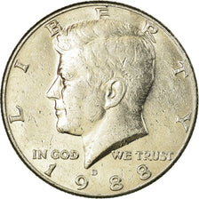 Coin, United States, Kennedy Half Dollar, Half Dollar, 1988, U.S. Mint, Denver