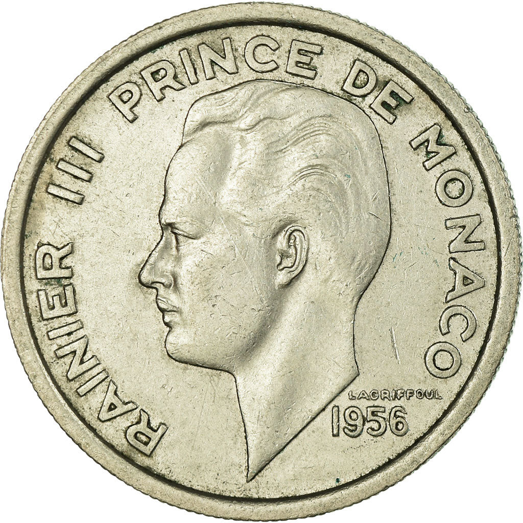 Monaco, Rainier III, 100 Francs, Cent, 1956, EF(40-45), Copper-nickel, KM:134