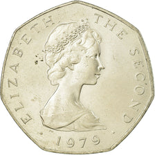 Coin, Isle of Man, Elizabeth II, 50 Pence, 1979, AU(55-58), Copper-nickel