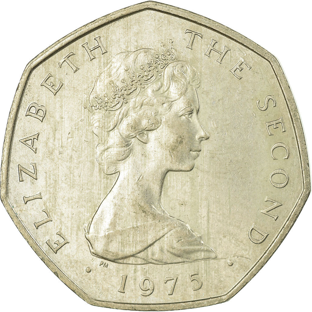 Munten, Eiland Man, Elizabeth II, 50 New Pence, 1975, PR, Copper-nickel, KM:24