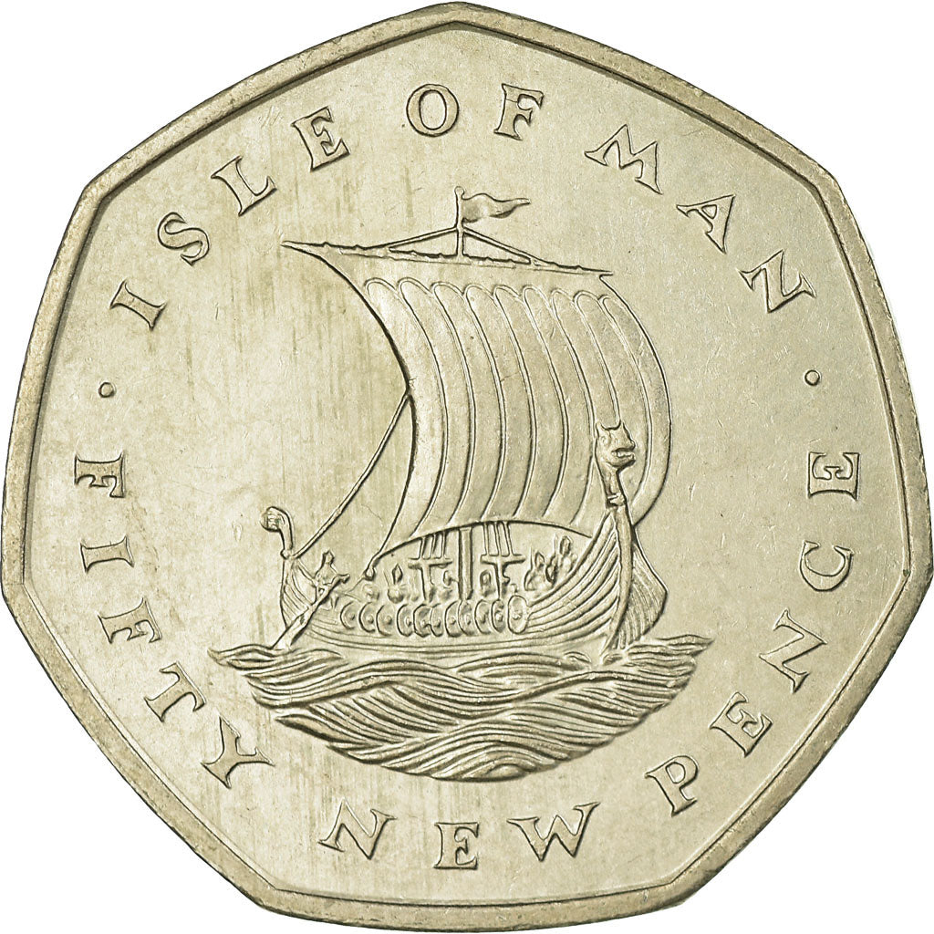 Munten, Eiland Man, Elizabeth II, 50 New Pence, 1975, PR, Copper-nickel, KM:24