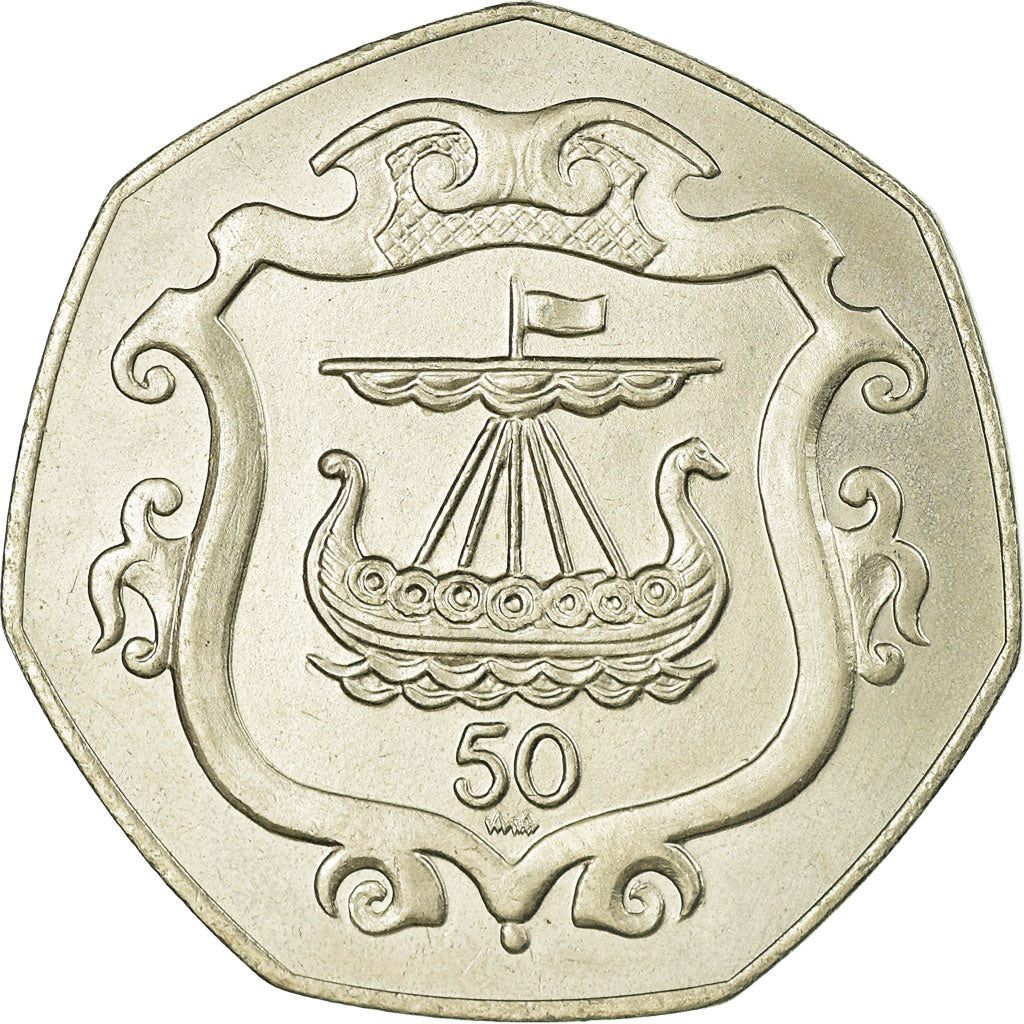 Moneda, Isla de Man, Elizabeth II, 50 Pence, 1984, EBC, Cobre - níquel, KM:125
