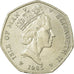 Moeda, Ilha de Man, Elizabeth II, 50 Pence, 1985, AU(55-58), Cobre-níquel