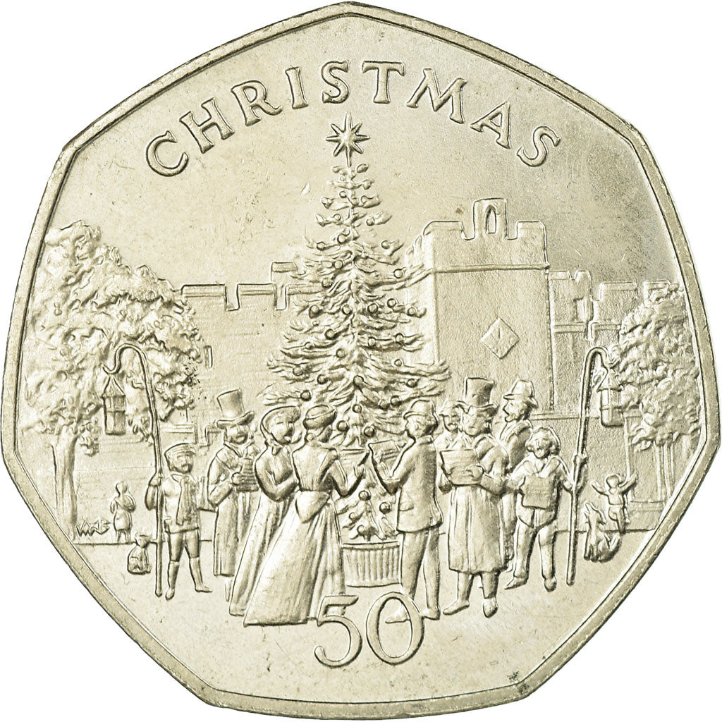 Coin, Isle of Man, Elizabeth II, 50 Pence, 1982, AU(55-58), Copper-nickel