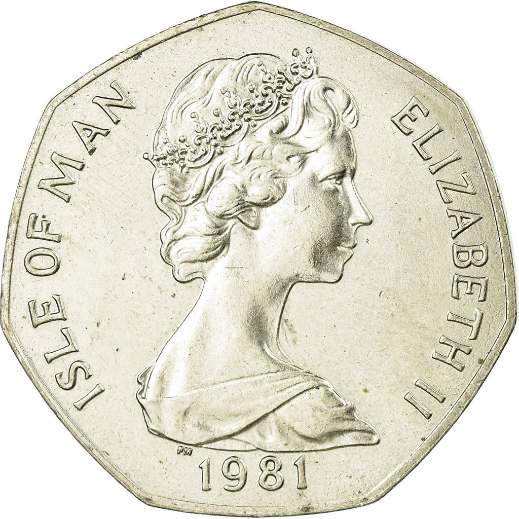 Münze, Isle of Man, Elizabeth II, 50 Pence, 1981, VZ, Copper-nickel, KM:83