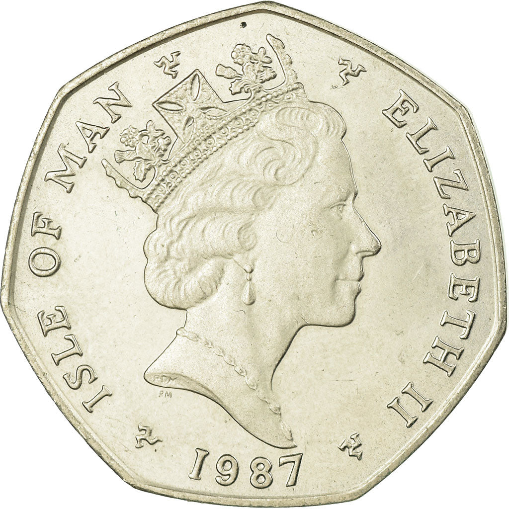 Munten, Eiland Man, Elizabeth II, 50 Pence, 1987, PR, Copper-nickel, KM:190