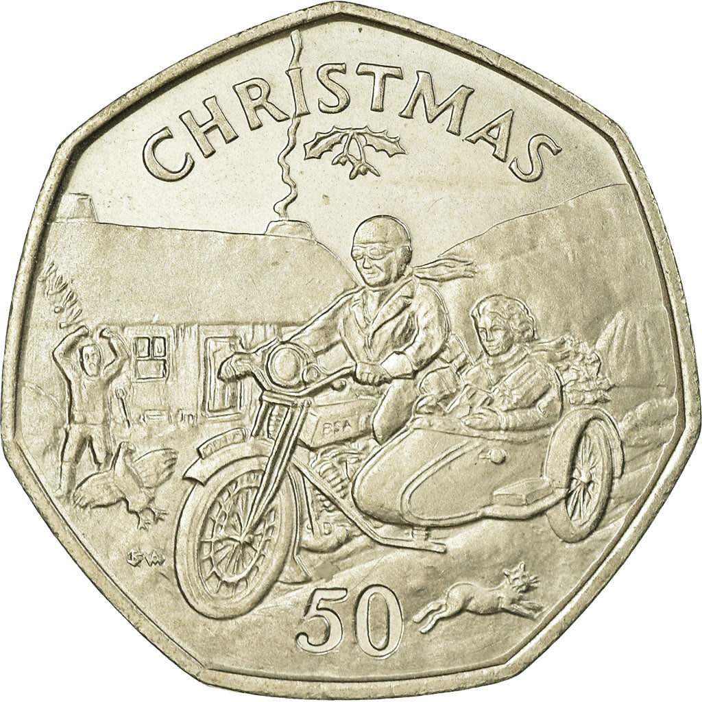 Coin, Isle of Man, Elizabeth II, 50 Pence, 1988, AU(55-58), Copper-nickel