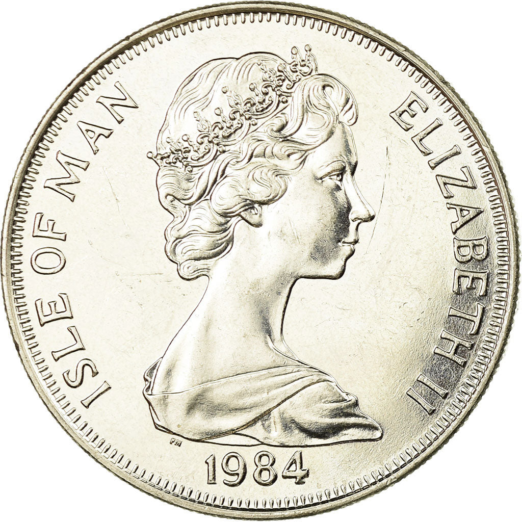 Coin, Isle of Man, Elizabeth II, Crown, 1984, Pobjoy Mint, AU(55-58)