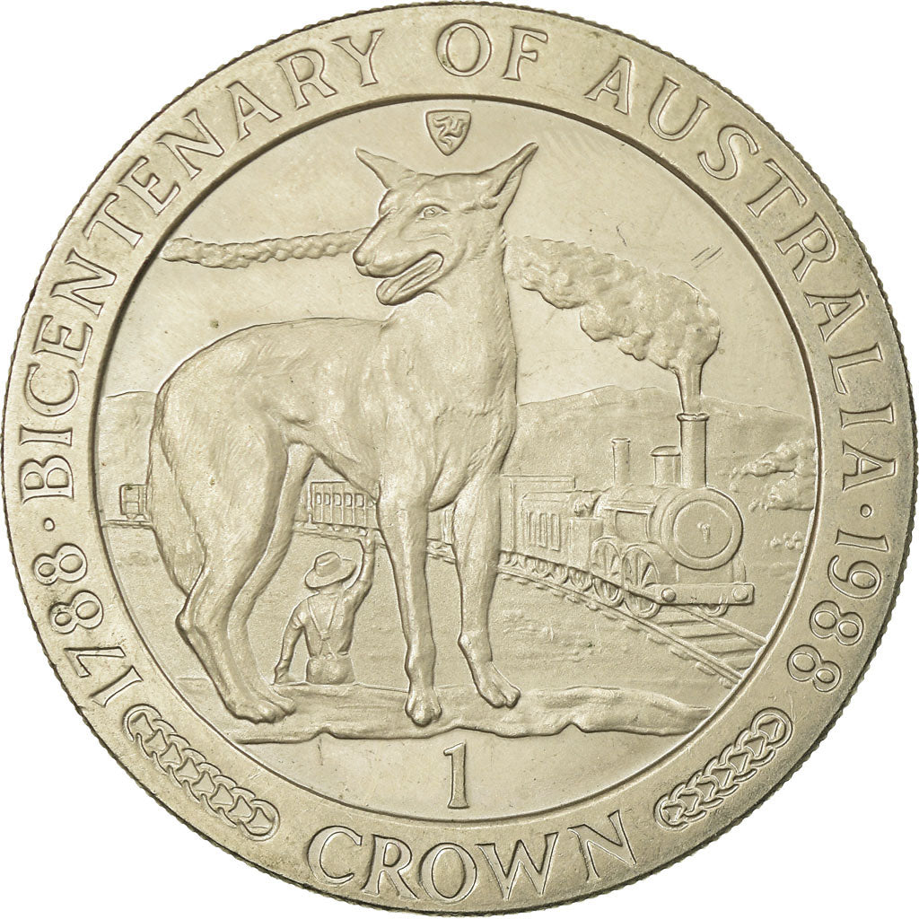 Coin, Isle of Man, Elizabeth II, Crown, 1988, Pobjoy Mint, AU(55-58)