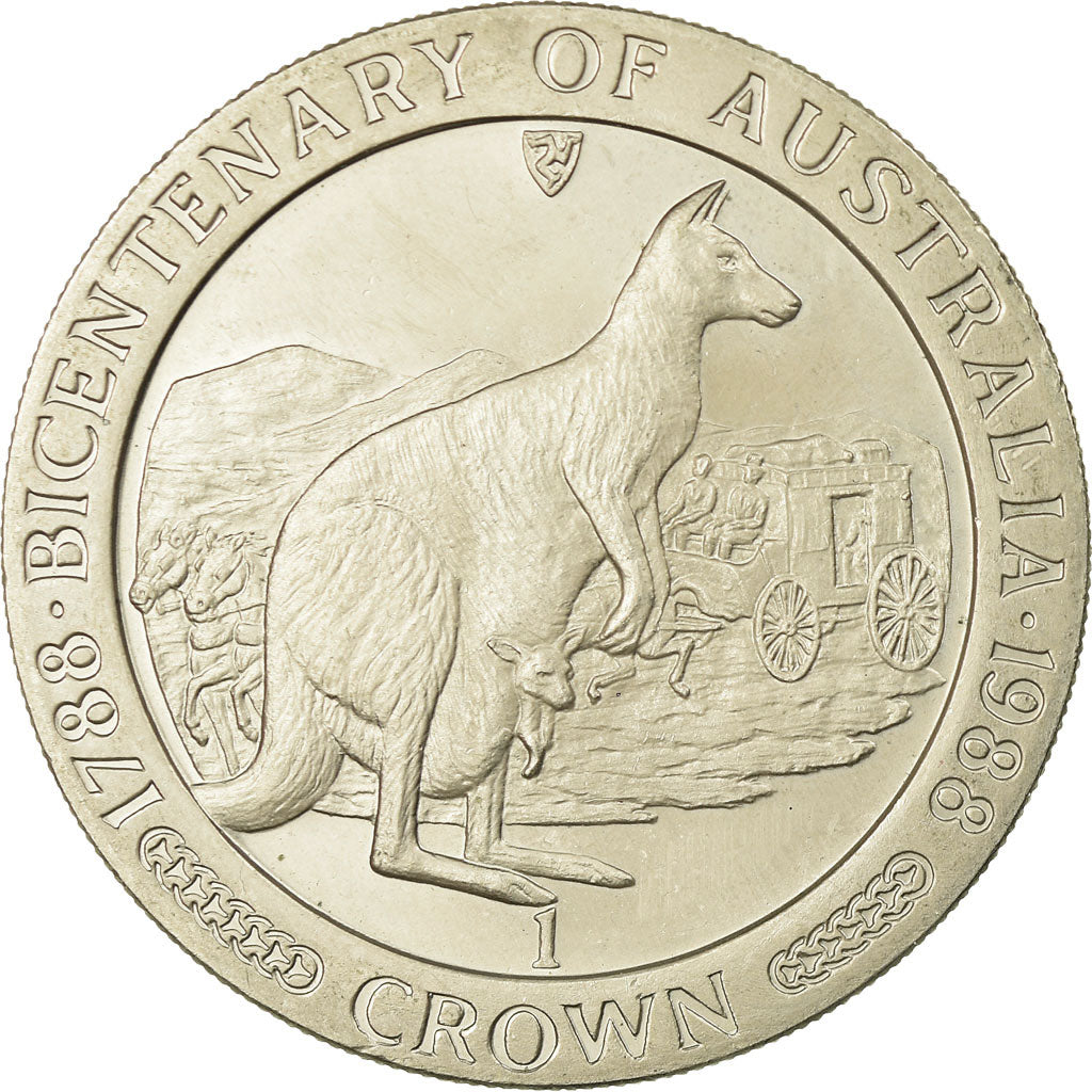 Coin, Isle of Man, Elizabeth II, Crown, 1988, Pobjoy Mint, AU(55-58)