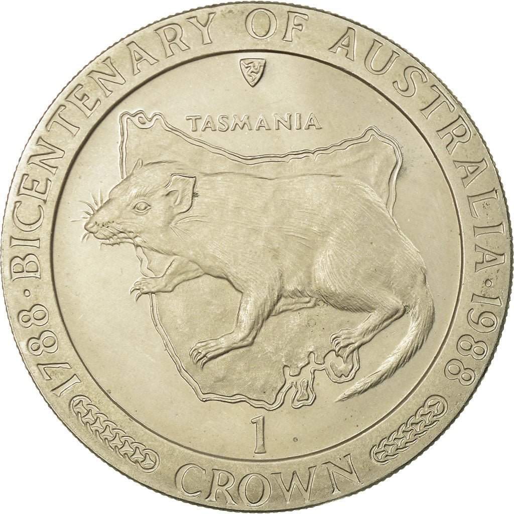Coin, Isle of Man, Elizabeth II, Crown, 1988, Pobjoy Mint, AU(55-58)