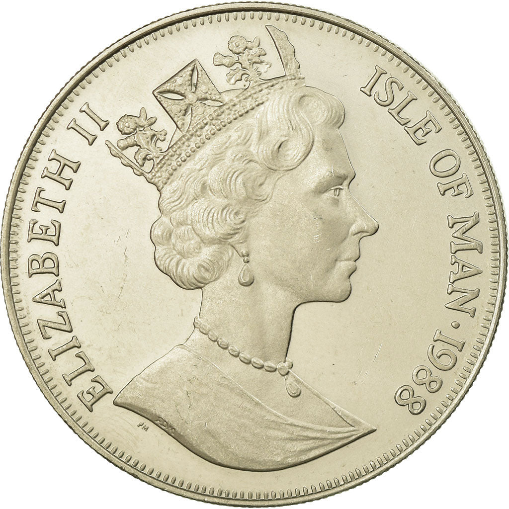 Coin, Isle of Man, Elizabeth II, Crown, 1988, Pobjoy Mint, AU(55-58)