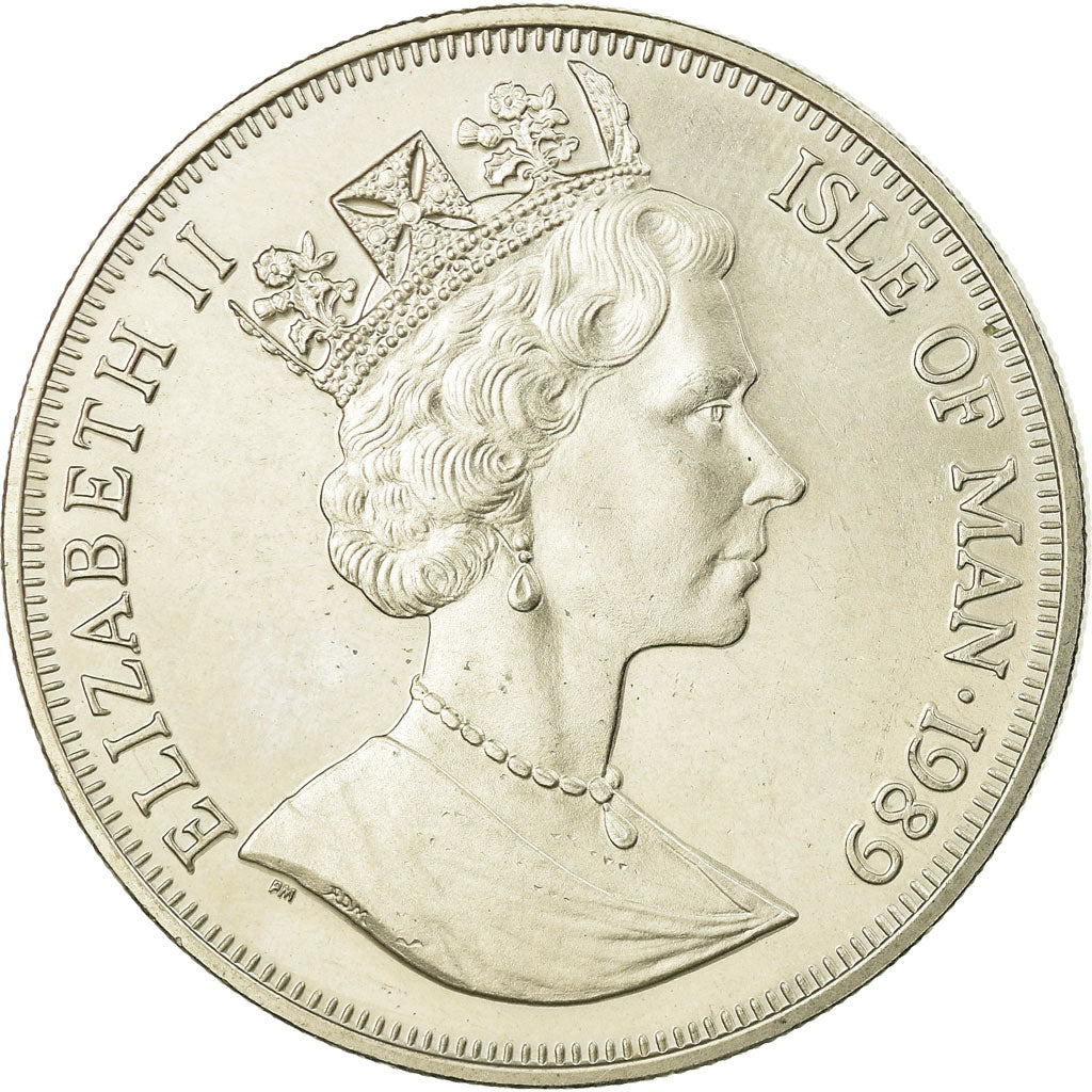 Coin, Isle of Man, Elizabeth II, Crown, 1989, Pobjoy Mint, AU(55-58)