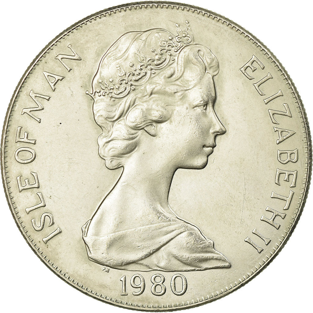 Coin, Isle of Man, Elizabeth II, Crown, 1980, Pobjoy Mint, AU(55-58)