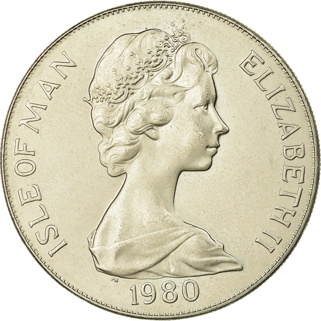 Coin, Isle of Man, Elizabeth II, Crown, 1980, Pobjoy Mint, AU(55-58)