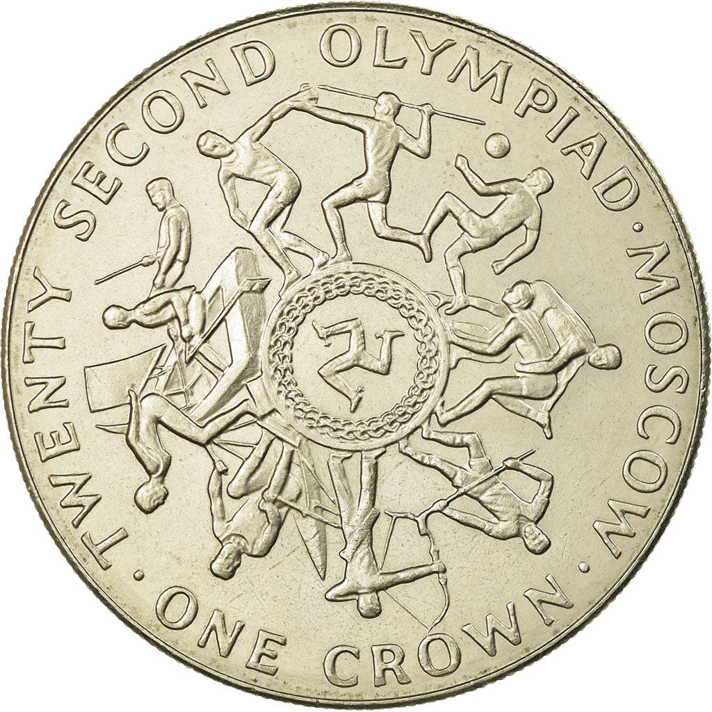 Coin, Isle of Man, Elizabeth II, Crown, 1980, Pobjoy Mint, AU(55-58)