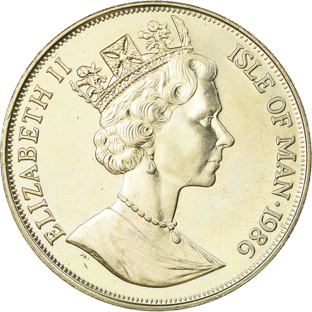 Coin, Isle of Man, Elizabeth II, Crown, 1986, Pobjoy Mint, AU(55-58)