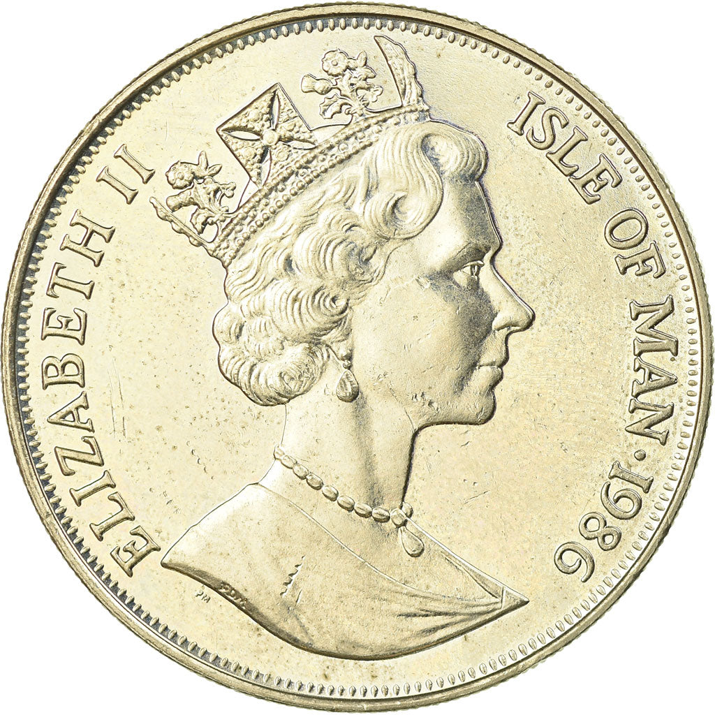 Coin, Isle of Man, Elizabeth II, Crown, 1986, Pobjoy Mint, AU(55-58)