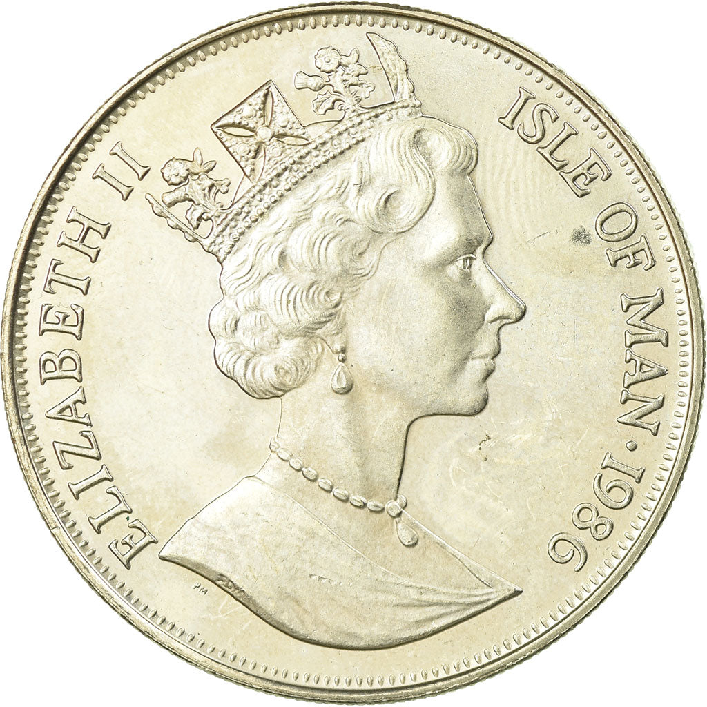 Münze, Isle of Man, Elizabeth II, Crown, 1986, Pobjoy Mint, VZ, Copper-nickel