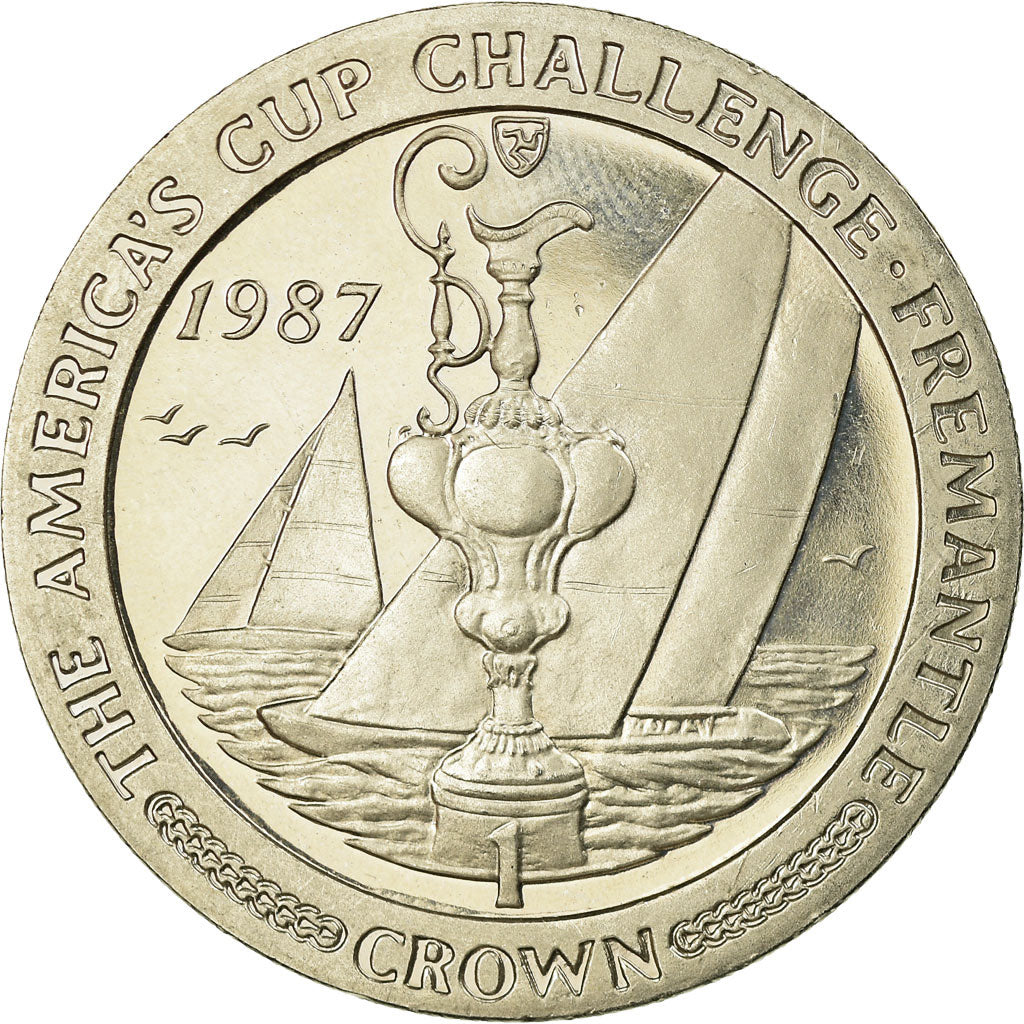 Münze, Isle of Man, Elizabeth II, Crown, 1987, Pobjoy Mint, VZ, Copper-nickel