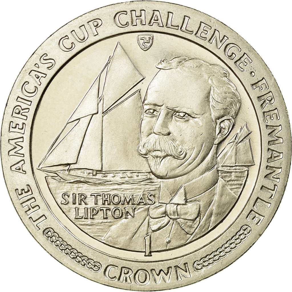 Coin, Isle of Man, Elizabeth II, Crown, 1987, Pobjoy Mint, AU(55-58)