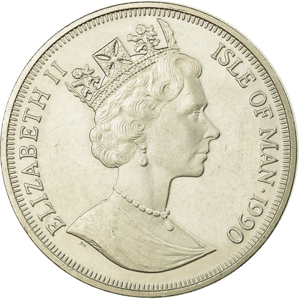 Coin, Isle of Man, Elizabeth II, Crown, 1990, Pobjoy Mint, AU(55-58)