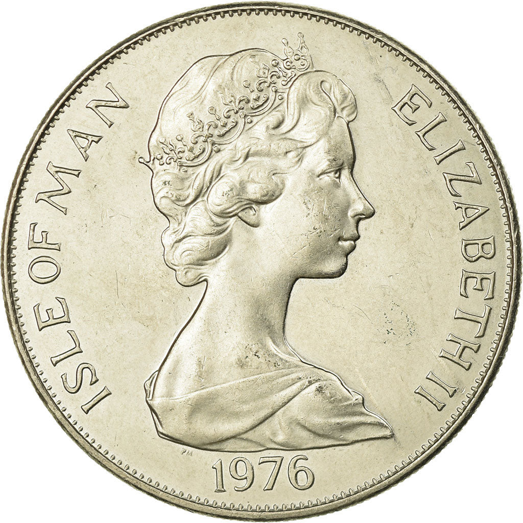 Coin, Isle of Man, Elizabeth II, Crown, 1976, Pobjoy Mint, AU(55-58)