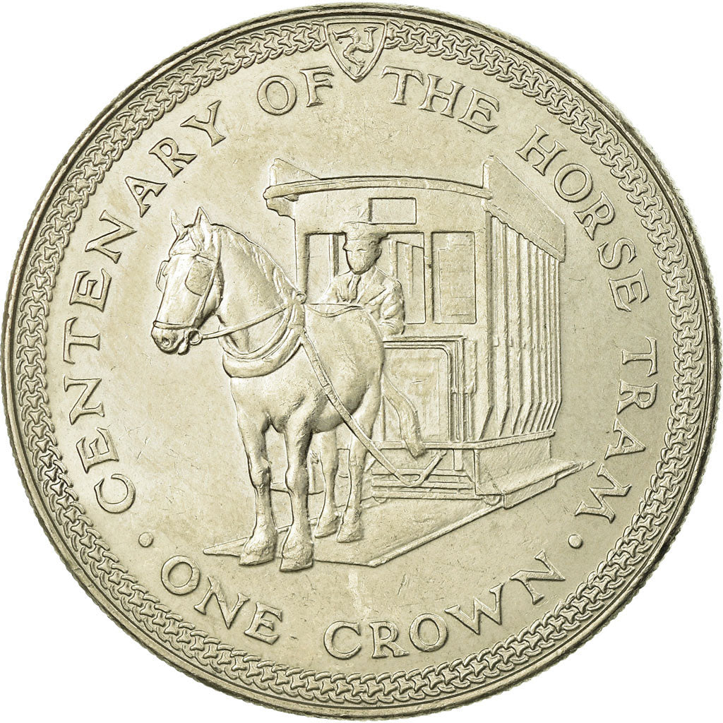 Coin, Isle of Man, Elizabeth II, Crown, 1976, Pobjoy Mint, AU(55-58)