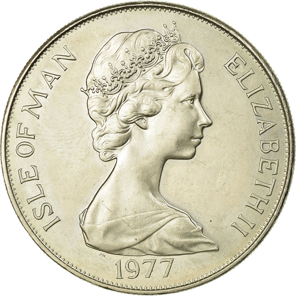Moneta, Isola di Man, Elizabeth II, Crown, 1977, Pobjoy Mint, SPL-, Rame-nichel