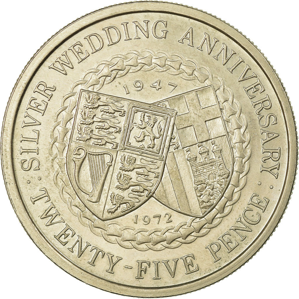 Munten, Eiland Man, Elizabeth II, 25 Pence, 1972, PR, Copper-nickel, KM:25