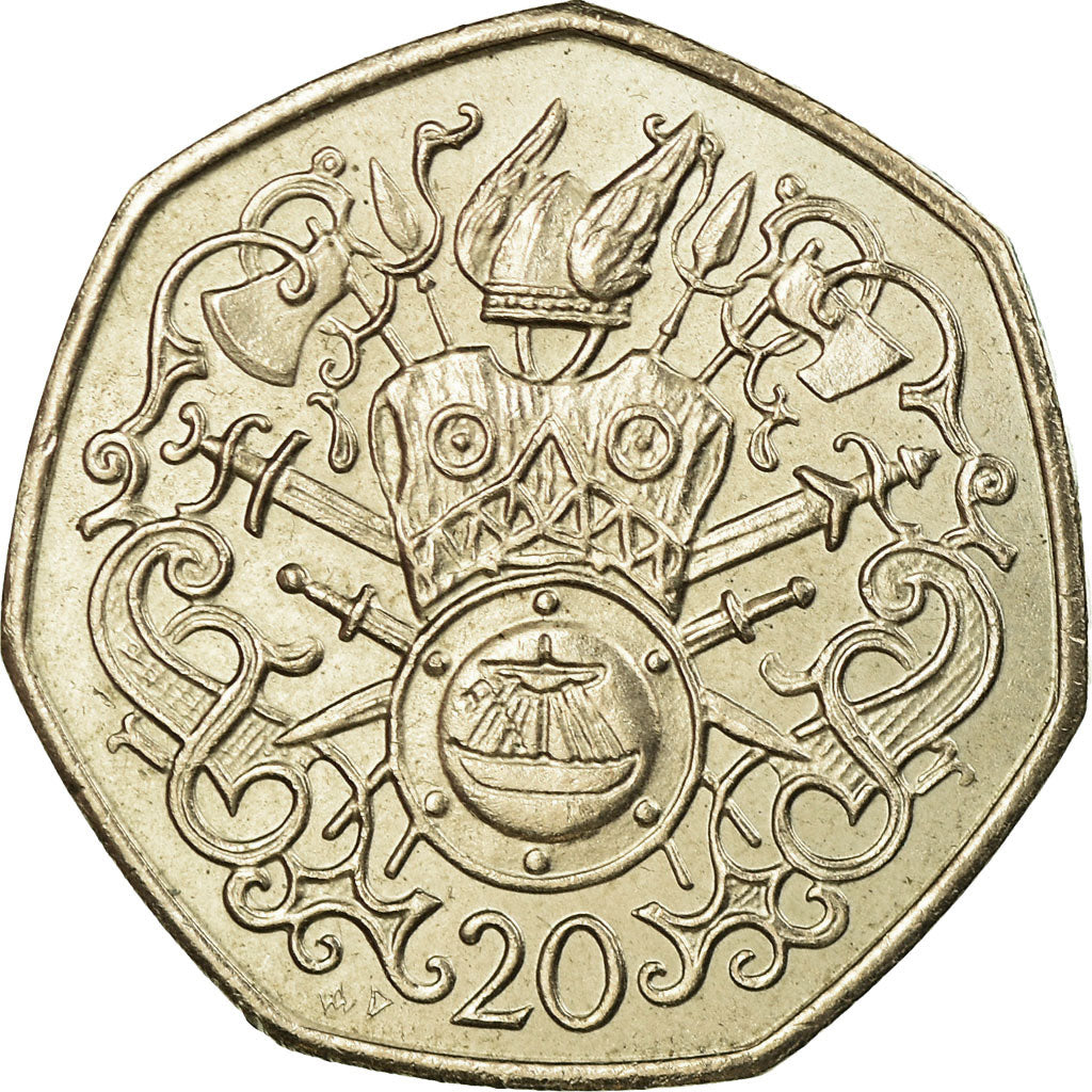 Münze, Isle of Man, Elizabeth II, 20 Pence, 1982, VZ, Copper-nickel, KM:90