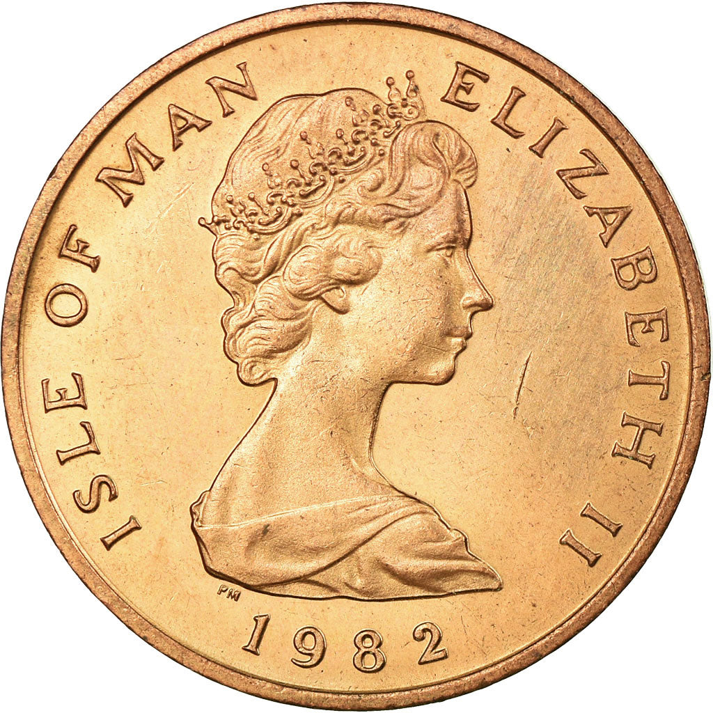 Coin, Isle of Man, Elizabeth II, 2 Pence, 1982, AU(55-58), Bronze, KM:60