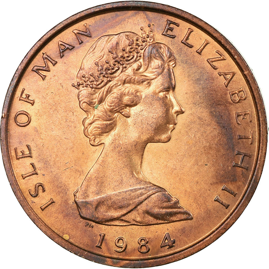Coin, Isle of Man, Elizabeth II, 2 Pence, 1984, AU(55-58), Bronze, KM:113