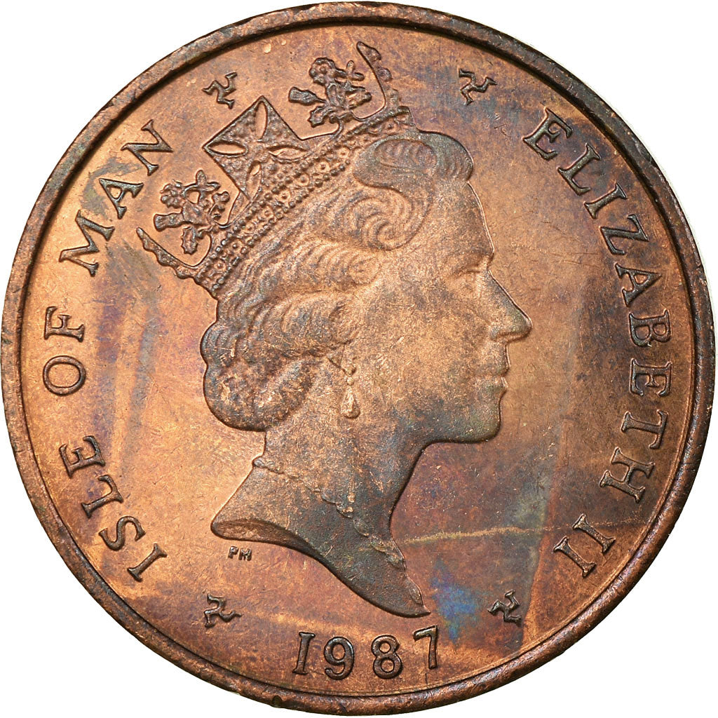 Monnaie, Isle of Man, Elizabeth II, 2 Pence, 1987, TTB, Bronze, KM:144