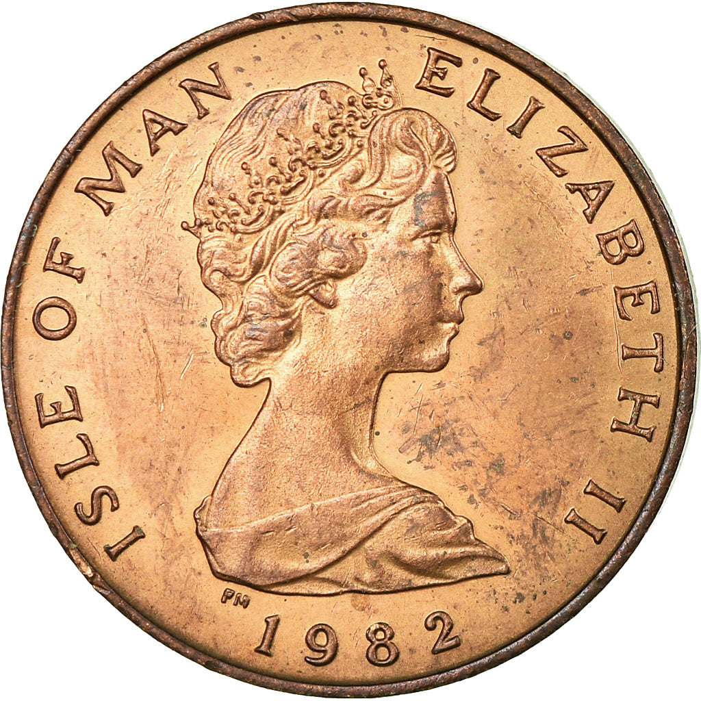 Coin, Isle of Man, Elizabeth II, Penny, 1982, AU(55-58), Bronze, KM:59