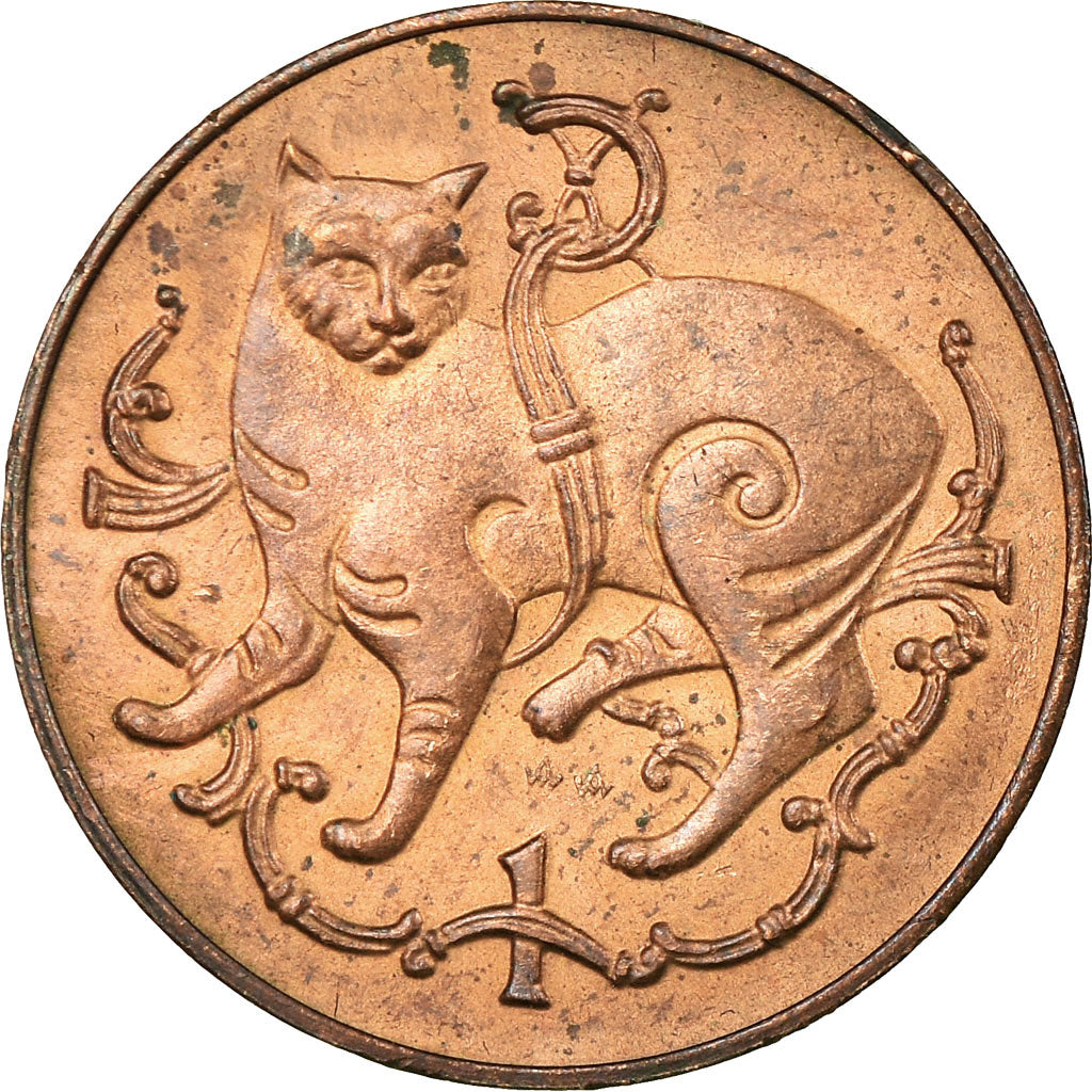 Coin, Isle of Man, Elizabeth II, Penny, 1982, AU(55-58), Bronze, KM:59