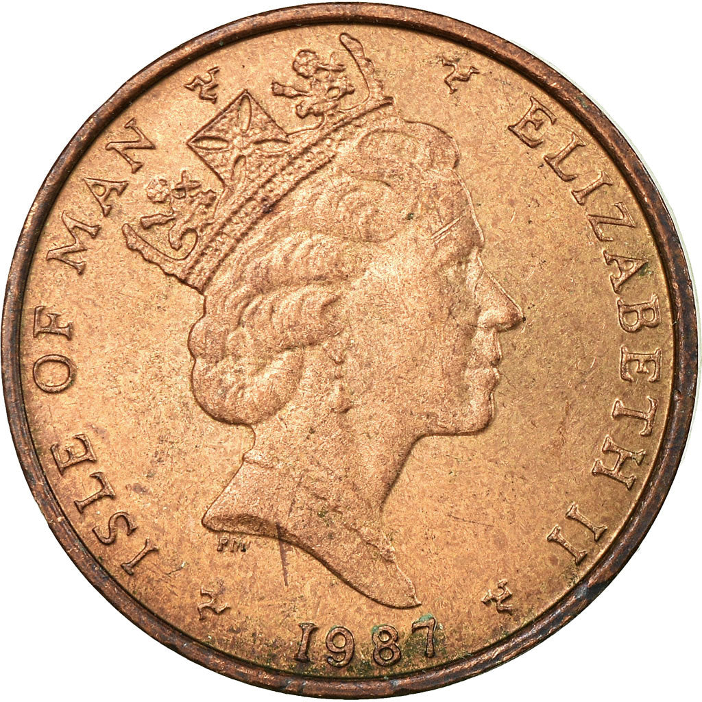 Munten, Eiland Man, Elizabeth II, Penny, 1987, ZF, Bronze, KM:143
