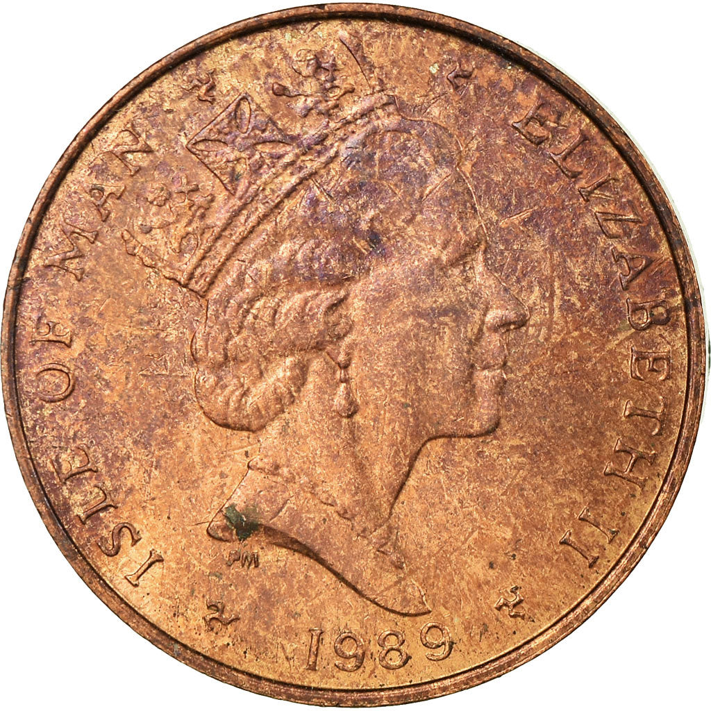 Monnaie, Isle of Man, Elizabeth II, Penny, 1989, TTB, Bronze, KM:207