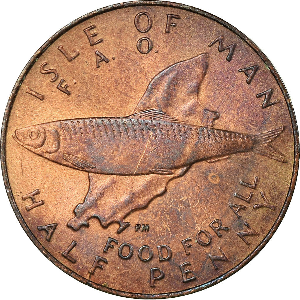 Coin, Isle of Man, Elizabeth II, 1/2 Penny, 1977, EF(40-45), Bronze, KM:40
