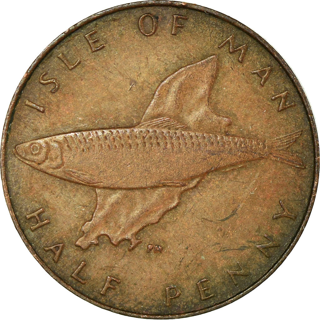 Moeda, Ilha de Man, Elizabeth II, 1/2 Penny, 1978, EF(40-45), Bronze, KM:32