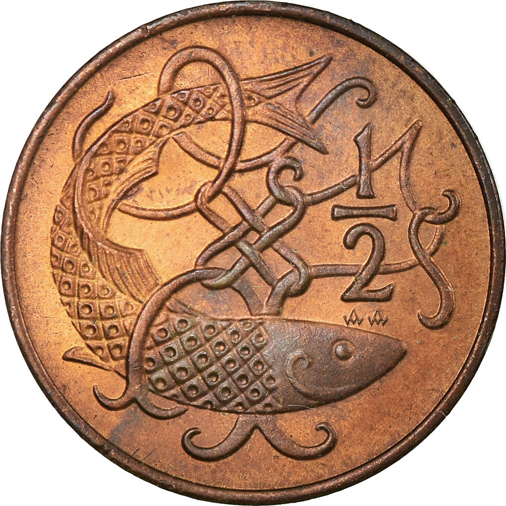 Coin, Isle of Man, Elizabeth II, 1/2 Penny, 1982, EF(40-45), Bronze, KM:58