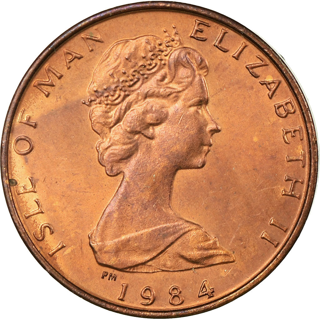 Moeda, Ilha de Man, Elizabeth II, 1/2 Penny, 1984, AU(55-58), Bronze, KM:111