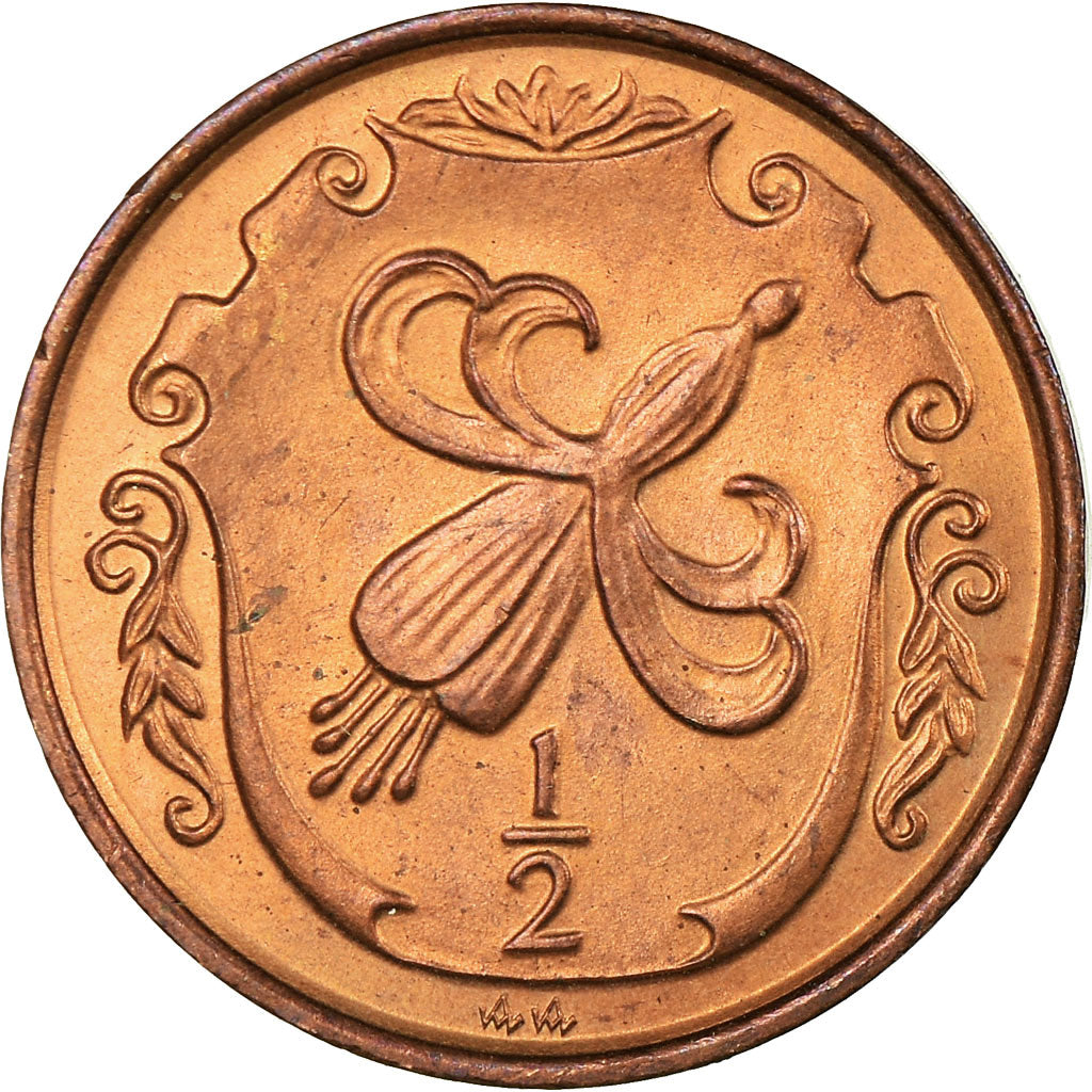 Moeda, Ilha de Man, Elizabeth II, 1/2 Penny, 1984, AU(55-58), Bronze, KM:111