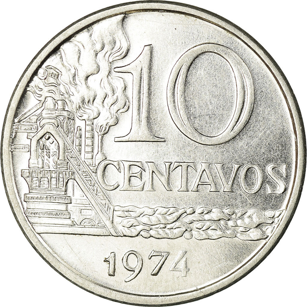 Monnaie, Brésil, 10 Centavos, 1974, SUP, Stainless Steel, KM:578.1a
